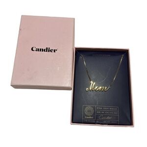 Candier “Mom” Gold Plated Script Necklace